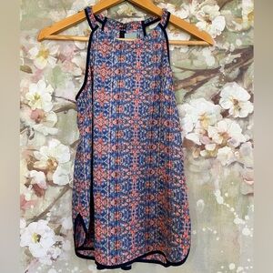 Skies Are‎ Blue•Anthropologie•Racerback Tank Top Blue Geometric Print•Sz Small